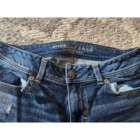 American Eagle Womens Kick Boot Stretch Bootcut Jeans Dark Wash Blue 10 - Picture 4 of 8